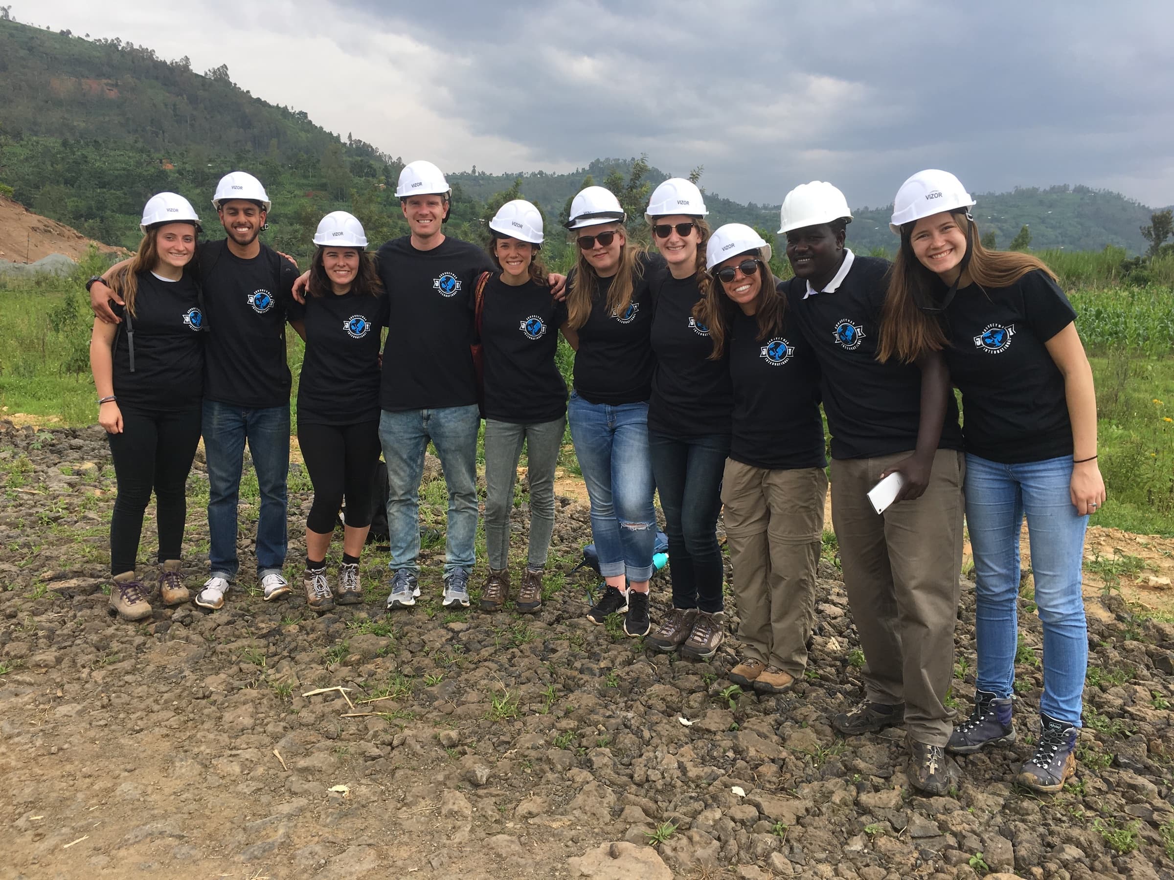 Journeyman International volunteers at a project site in Rwanda