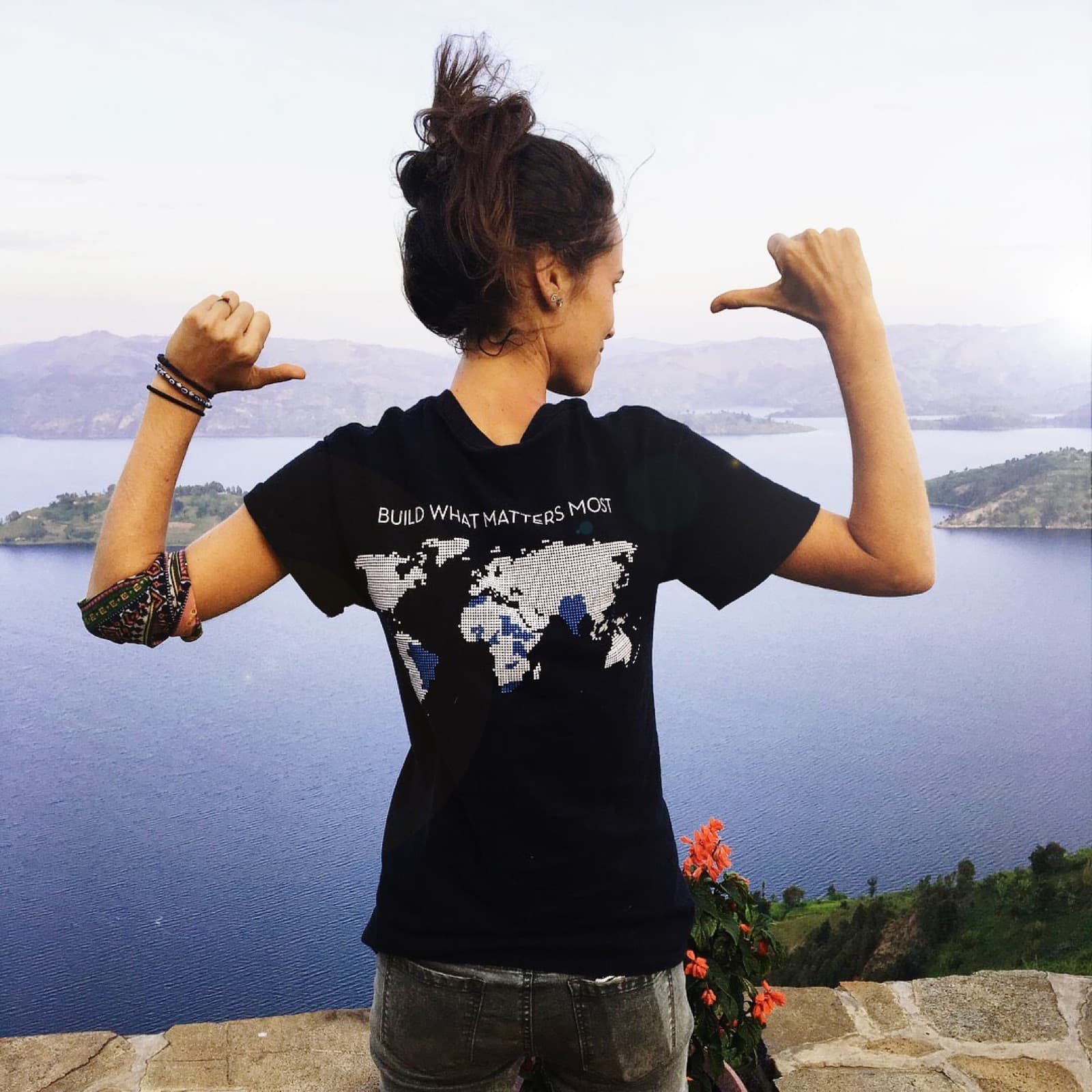 Journeyman International volunteer overlooking Lake Kivu in Rwanda